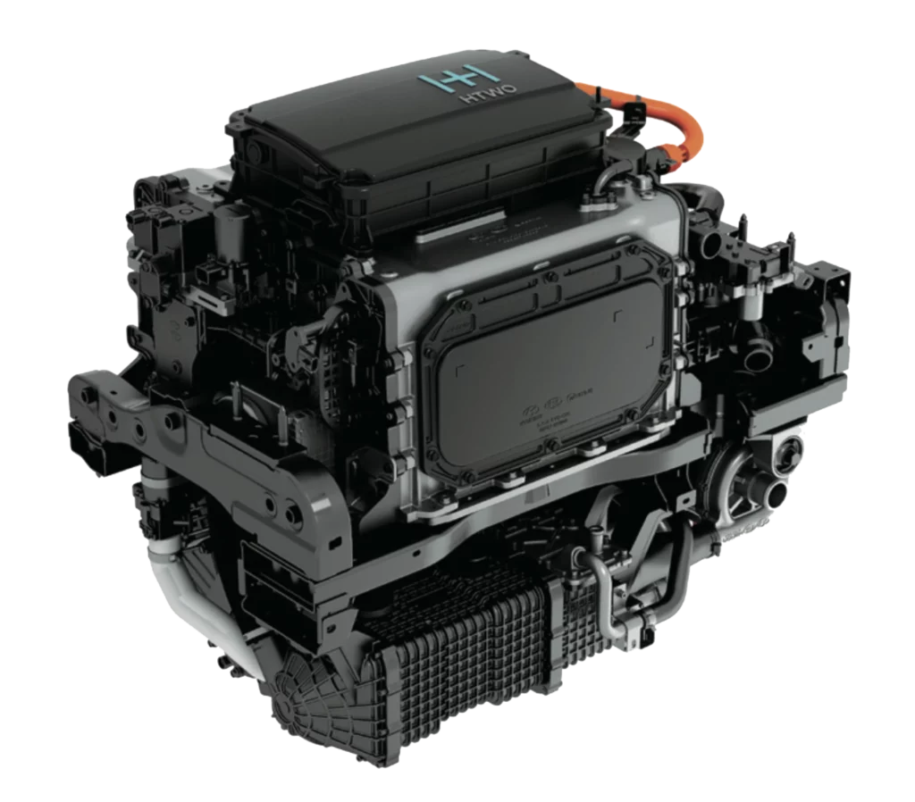 Fuel cell system with a nominal power of 85 kWe from Hyundai Motor Company. 